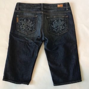 EUC Paige denim embroidered Bermuda shorts